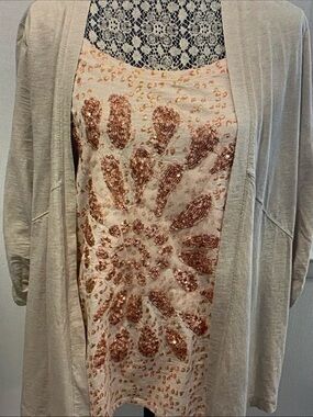 Style & Co. Pink Tank Top with Rose Gold Sequin Sunburst
